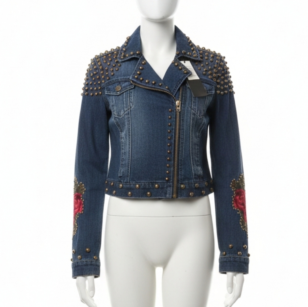 Blue Revival Embroidery Studded Denim Jacket XS